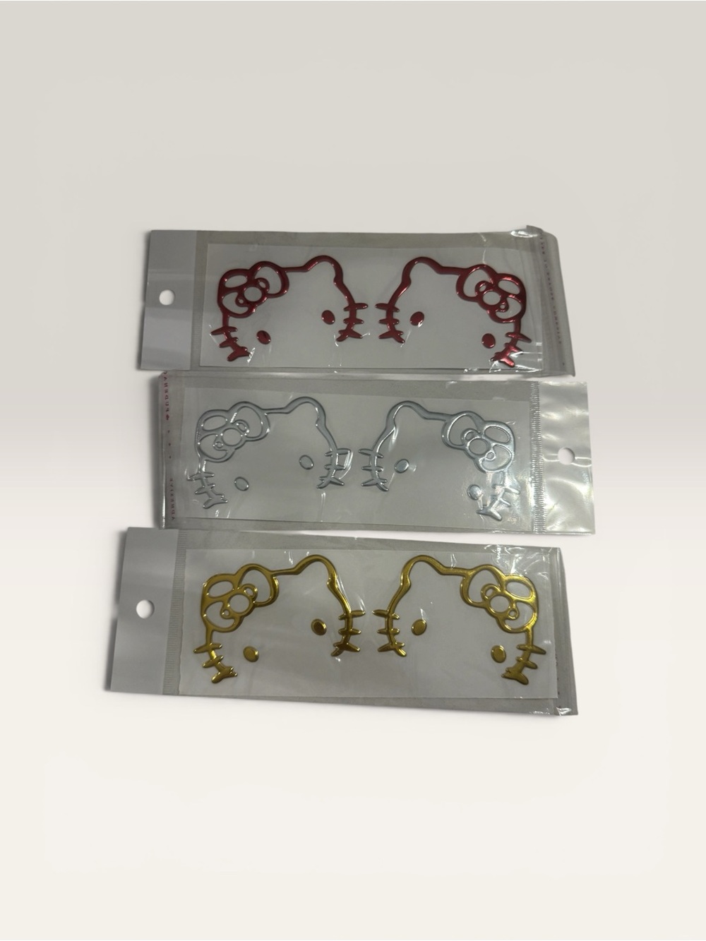 Hello Kitty Metallic Laptop Stickers - Red, Silver & Gold Trio